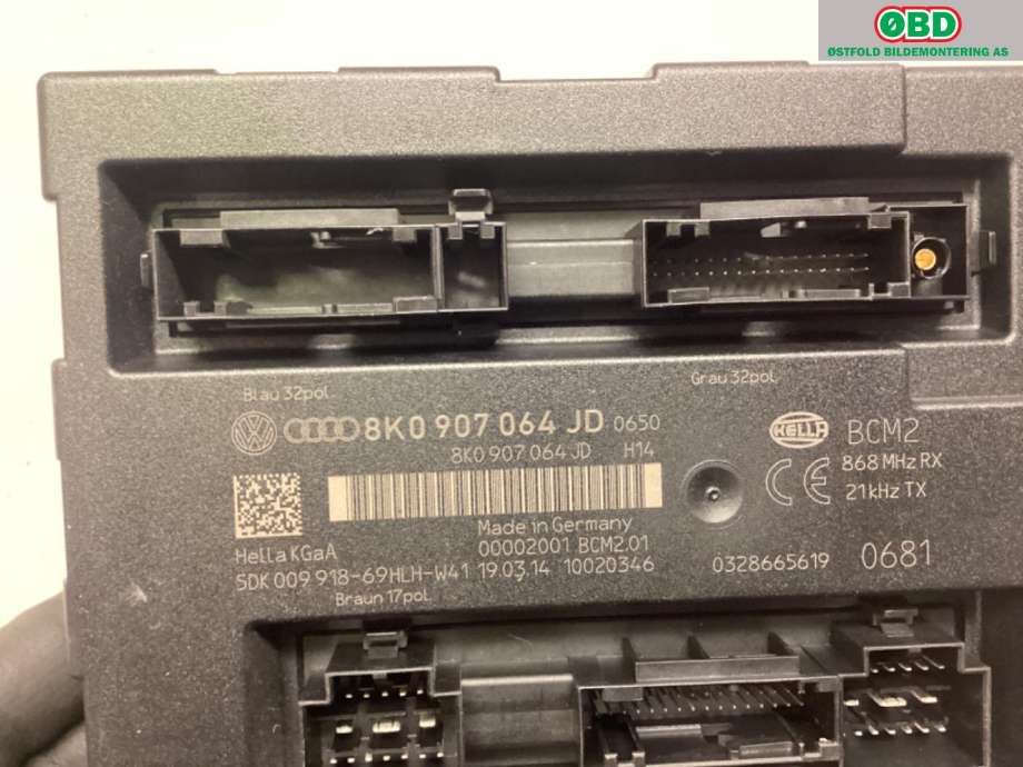 Styreenhet comfort (BCM) til Audi A4 2007-2014 (Type IV) (B8) (B8) (AUDI|8K0 907 064 JJ||8K0907064JD)
