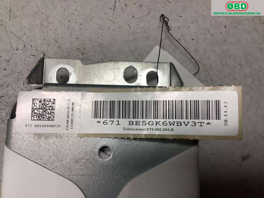 Airbag passasjer til Audi Q5 2012-2017 (Type I, Fase 2)  (AUDI|8T0 880 204 H|)