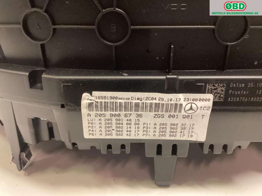 Instrumentpanel til Mercedes C-Klasse 2018-2021 (Fase 2) (W205) (W205) (MERCEDES|A 253 900 12 06|)
