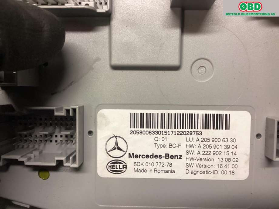 Styreenhet comfort (BCM) til Mercedes C-Klasse 2018-2021 (Fase 2) (W205) (W205) (MERCEDES|A 205 900 63 30||2059006330)