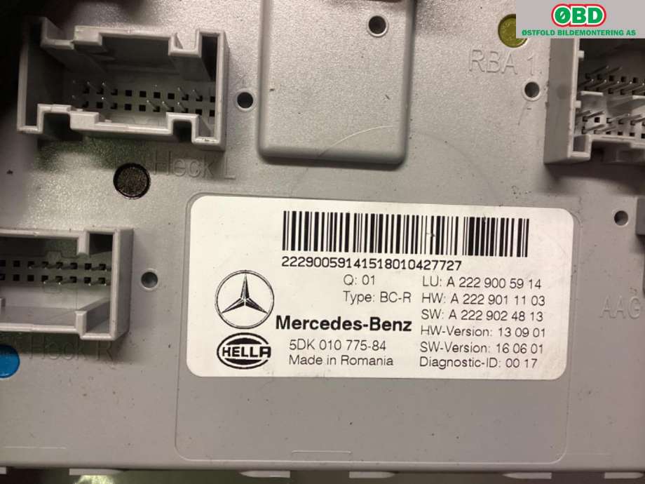 Styreenhet comfort (BCM) til Mercedes C-Klasse 2018-2021 (Fase 2) (W205) (W205) (MERCEDES|A 222 900 59 14||2229005914)