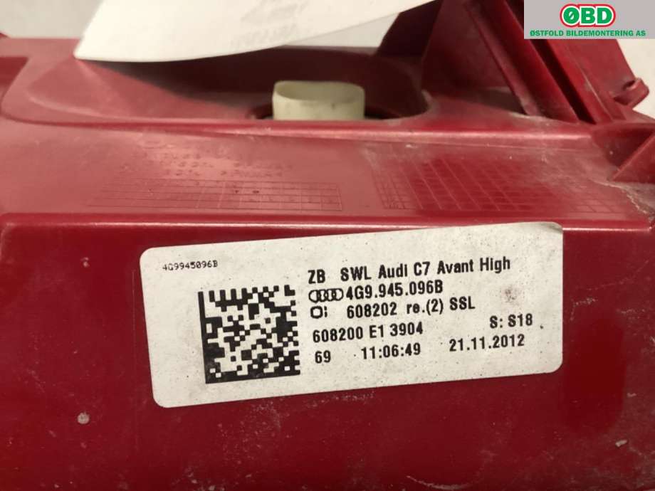 Baklykt høyre til Audi A6 2011-2014 (Type IV, Fase 1) (C7) (C7) (AUDI|4G9 945 096 B|)