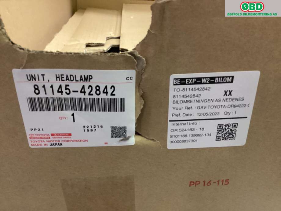 Frontlykt høyre halogen til Toyota RAV4 2019-->> (Type V)  (8114542842|)