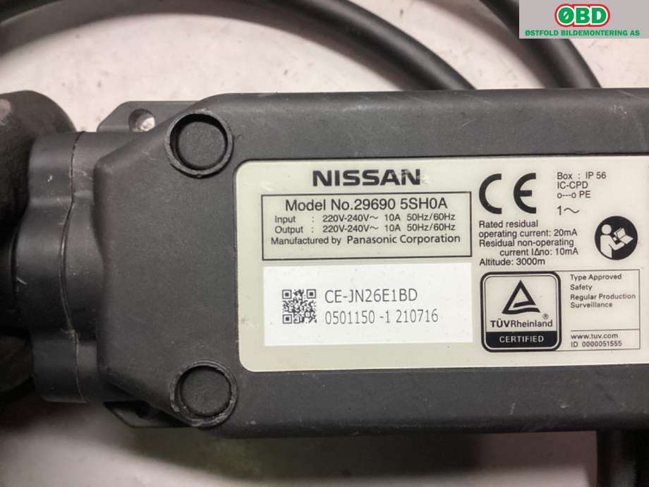 Batterilader kabel til Nissan Leaf 2018-->> (Type II)  (NISSAN||296905SH0A)