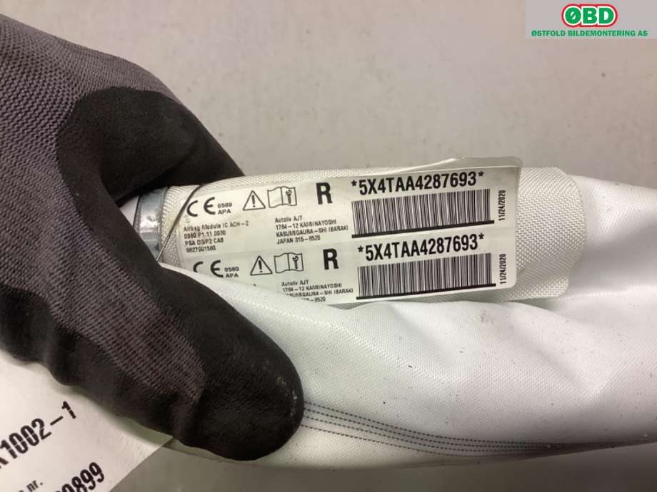 Airbag gardin høyre til Peugeot 208 2019-->> (Type II)  (PEUGEOT|98 279 915 80|)