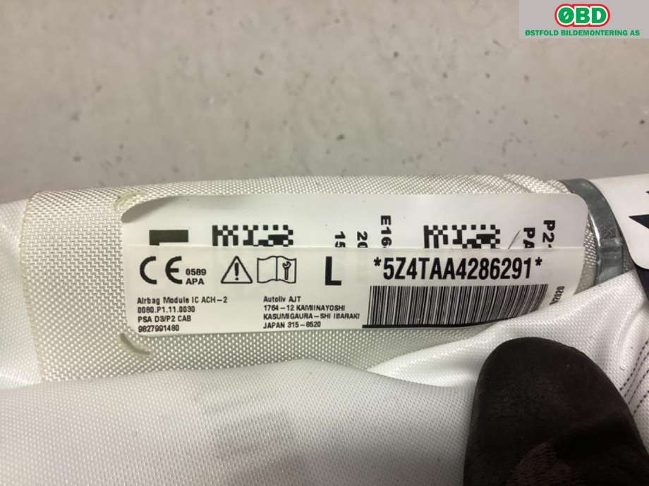 Airbag gardin venstre til Peugeot 208 2019-->> (Type II)  (PEUGEOT|9827991480|)