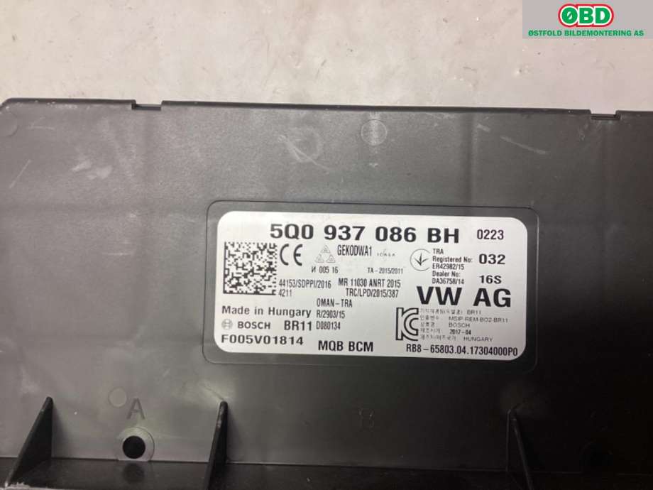 Styreenhet comfort (BCM) til VW Passat 2015-2019 (Fase 1) (B8) (B8) (VOLKSWAGEN|5Q0 937 086 BH|)