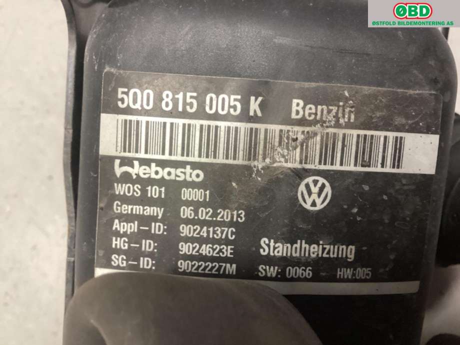 Bensinvarmer til VW Golf VII 2012-2017 (Fase 1)  (VOLKSWAGEN|5Q0 898 008 B|5WA 815 007 B|5Q0815005K)