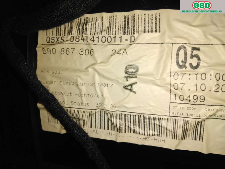 Dørtrekk høyre til Audi Q5 2008-2012 (Type I, Fase 1)  (|8R086730624A)