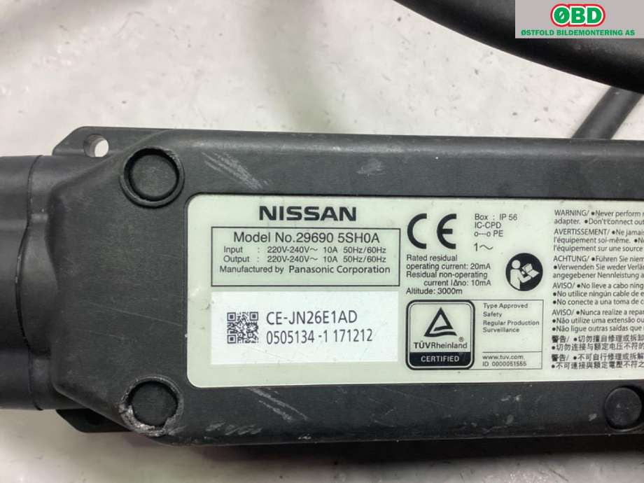 Batterilader kabel til Nissan Leaf 2018-->> (Type II)  (NISSAN|296905SH0A|)