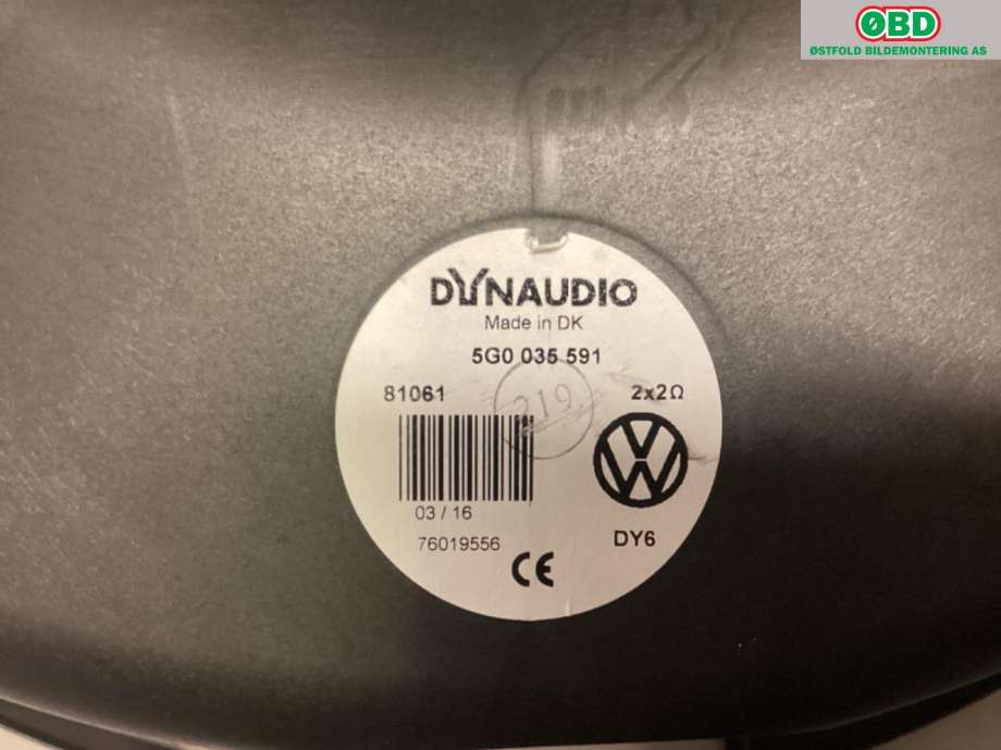 Bilstereo høyttaler til VW e-Golf 2014-2017 (Fase 1)  (VOLKSWAGEN|5G0 035 591|)