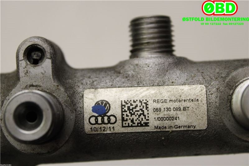 Dyseskinne (fuelrail) til Audi A6 2011-2014 (Type IV, Fase 1) (C7) (C7) (AUDI|059 130 089 BT||059130089BT)