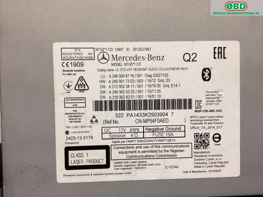 Bilstereo navigasjon til Mercedes CLA 2013-2019 (C117) (C117) (MERCEDES||2469004716)