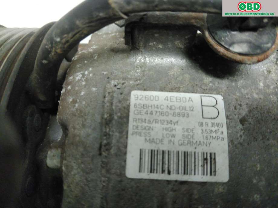 Aircondition kompressor til Nissan Qashqai 2014-2021 (Type II)  (NISSAN|926004EB0A|)