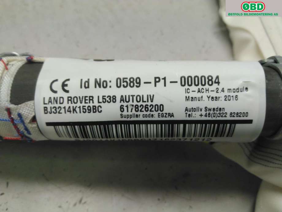 Airbag gardin høyre til Land Rover Range Rover, Evoque 2011-2019 (Type I)  (LAND-ROVER|LR026028||BJ3214K159BC)