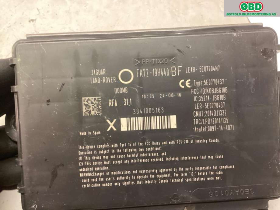 Styreenhet nøkkelfri/keyless til Land Rover Range Rover, Evoque 2011-2019 (Type I) (LAND-ROVER|)
