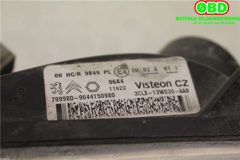 Frontlykt venstre halogen til Peugeot Partner 2002-2008 (Type I, Fase 2)  (PEUGEOT|6204 AX||9644150980)