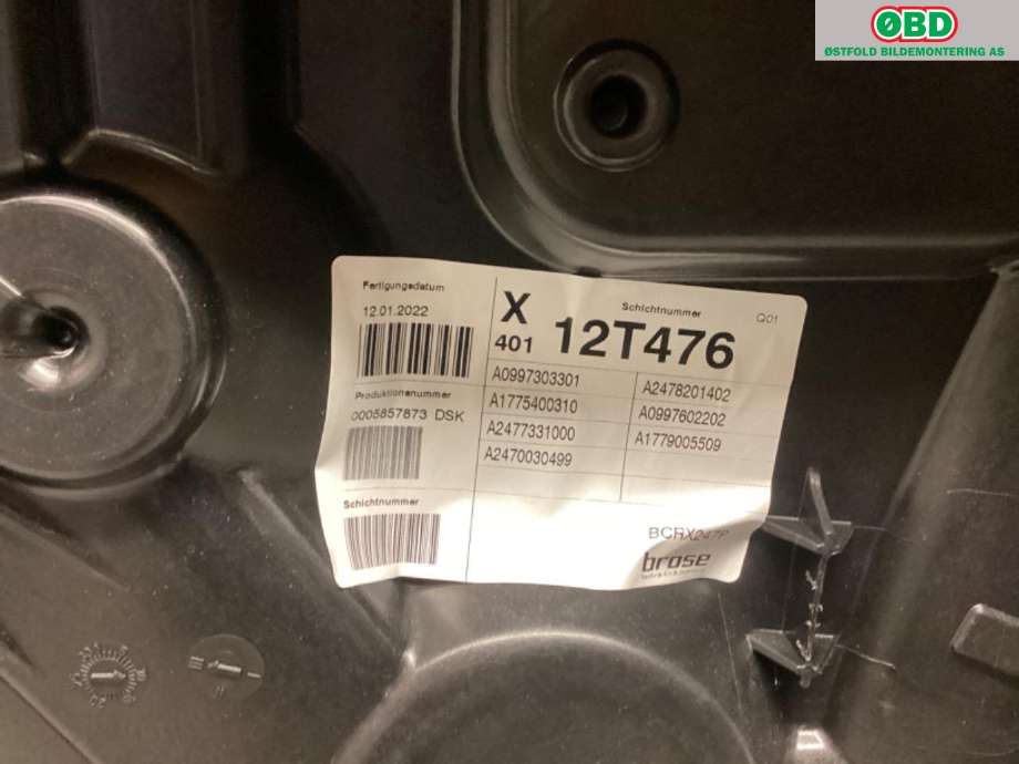 Ruteheis til Mercedes EQB 2022-->>  (A 247 730 07 03|)