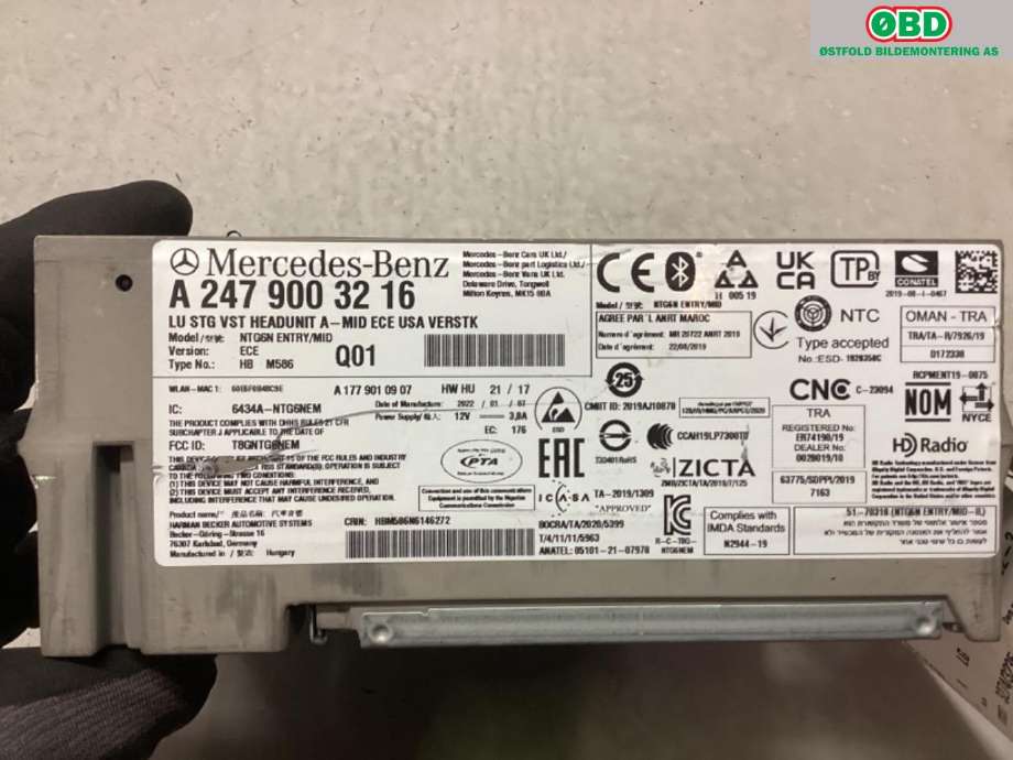 Bilstereo navigasjon til Mercedes EQB 2022-->>  (A 247 900 32 16|)