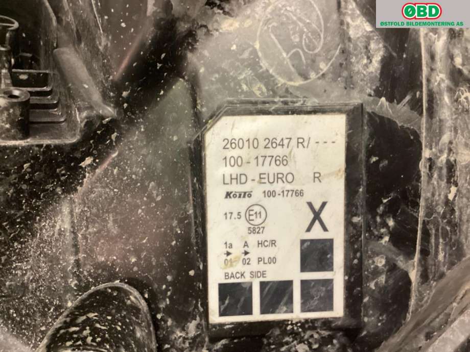Frontlykt høyre halogen til Renault Kangoo 2008-2021 (Type II)  (RENAULT|7701068178||260102647R)