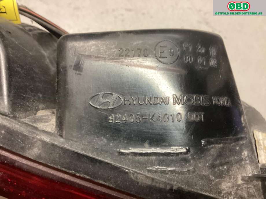 Baklykt fra støtfanger til Hyundai Kona 2017-2021 (Type I, Fase 1) (HYUNDAI|92405K 4010||92405K4010)