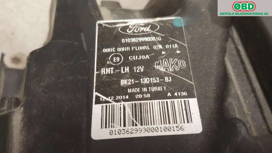 Frontlykt venstre halogen til Ford Transit Custom 2013-2023 (Type I) (FORD|1866470|)