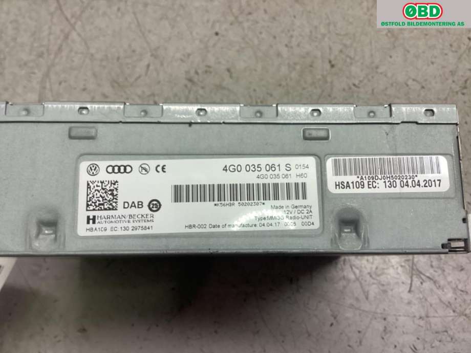 Bilstereo navigasjon til Audi Q3 2015-2018 (Type I, Fase 2)  (AUDI|4G0 035 061 S||4G0035061S)