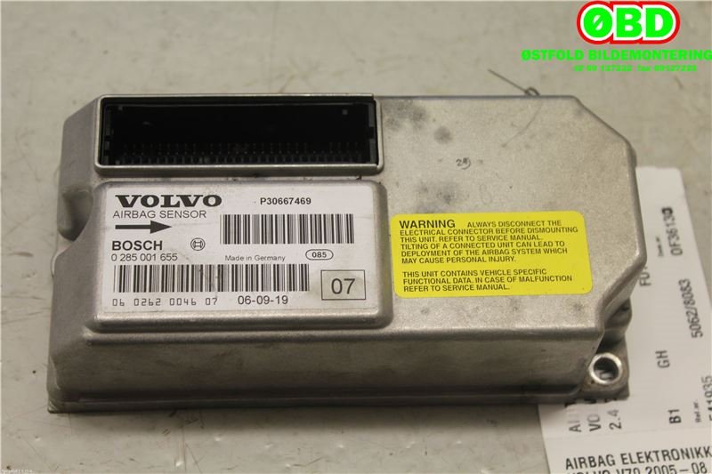 Airbag elektronikk til Volvo V70 2005-2007 (Type II, Fase 2) (VOLVO|30782385|0285001655|30667469)