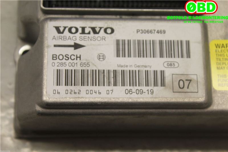 Airbag elektronikk til Volvo V70 2005-2007 (Type II, Fase 2) (VOLVO|30782385|0285001655|30667469)