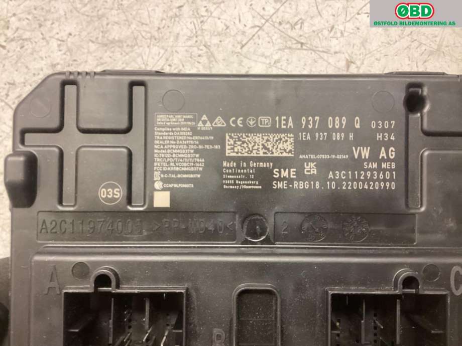 Styreenhet comfort (BCM) til VW ID.4 2020-->>  (VOLKSWAGEN|1EA 937 089 Q|)