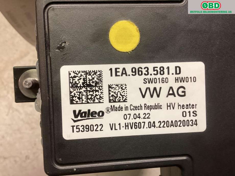 Varmeapparat register til VW ID.4 2020-->>  (1EA 963 581 D|)