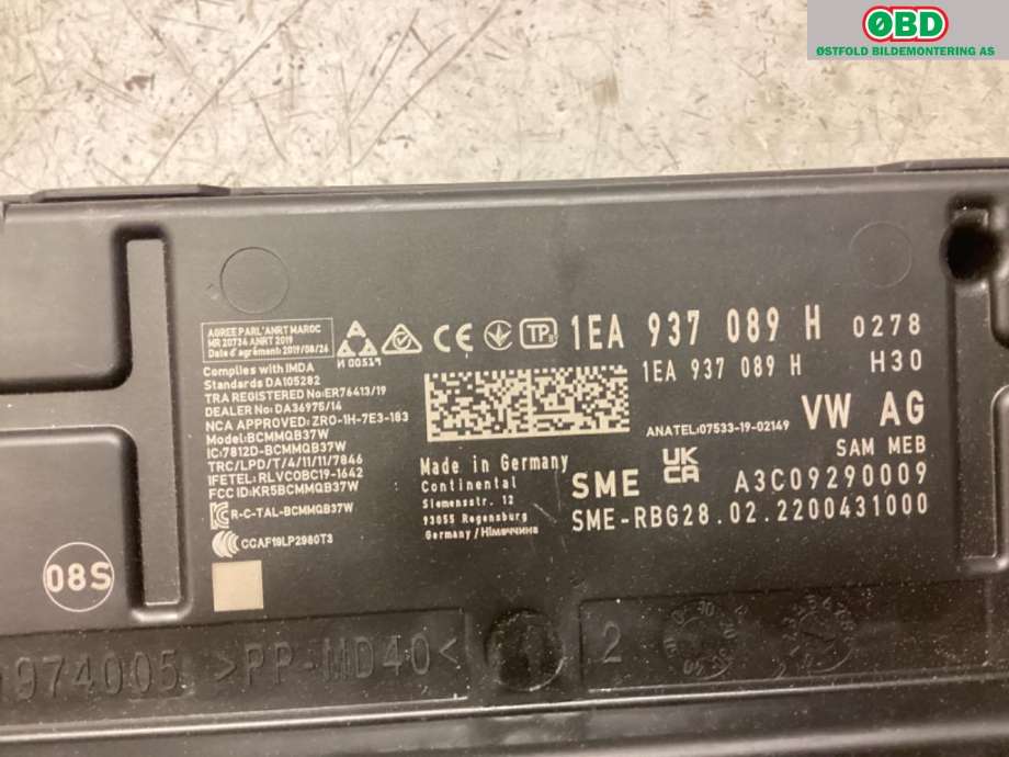 Styreenhet comfort (BCM) til VW ID.4 2020-->>  (1EA 937 089 Q||1EA 937 089 H)