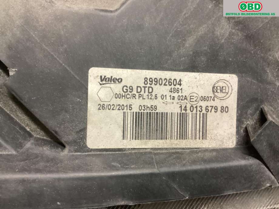 Frontlykt høyre halogen til Citroën Jumpy 2007-2016 (Type II)  (CITROEN|6206 L0|)