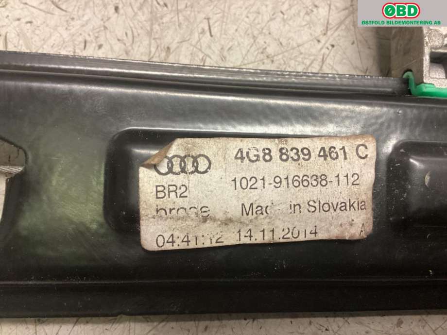 Ruteheis venstre bak til Audi A7 2014-2018 (Type I, Fase 2)  (AUDI|4G8 839 461 C|8K0 959 802 B|)