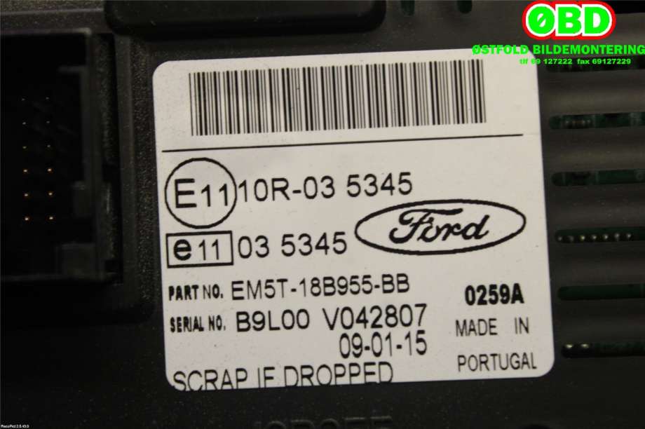 Instrument kjørecomputer til Ford Transit Custom 2013-2023 (Type I)  (FORD|2014481||EM5T18B955BB)