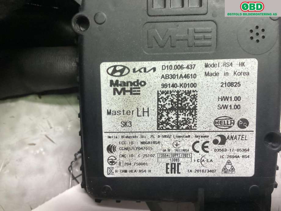 Sensor radar til Kia e-Soul 2019-->> (Type III)  (KIA|99140K0100|)