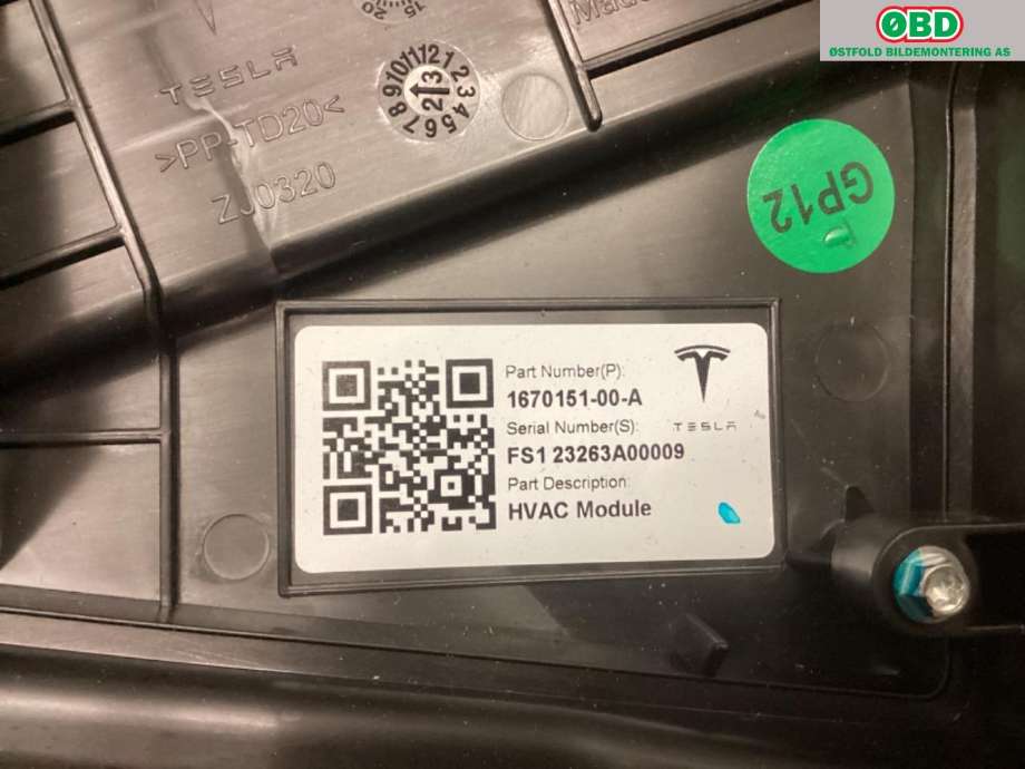 Varmeapparat til Tesla Model Y 2021-2024 (Type I) (TESLA|1628281-00-A|)