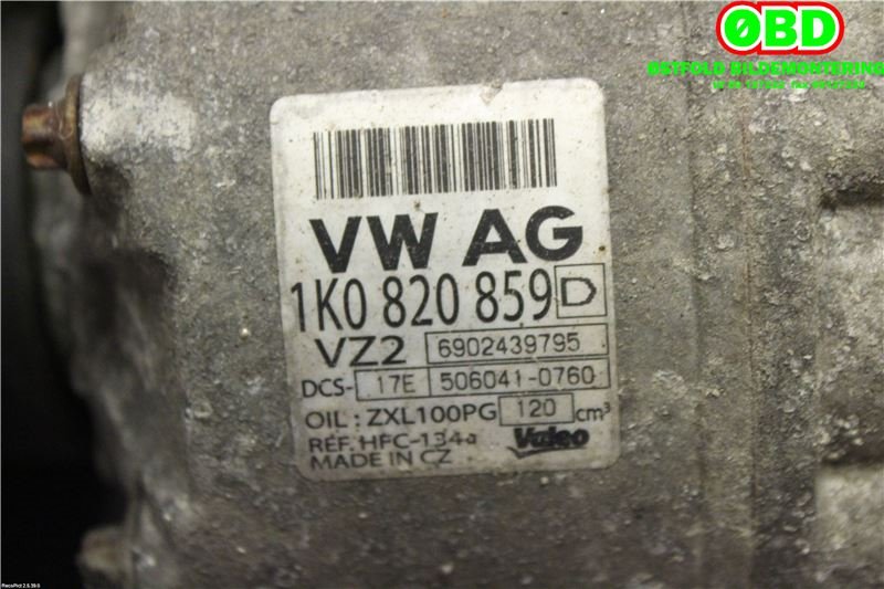 Aircondition kompressor til VW Caddy 2004-2010 (Type III, Fase 1)  (VOLKSWAGEN|1K0 820 859 F|1K0 820 808 FX|1K0820859D)