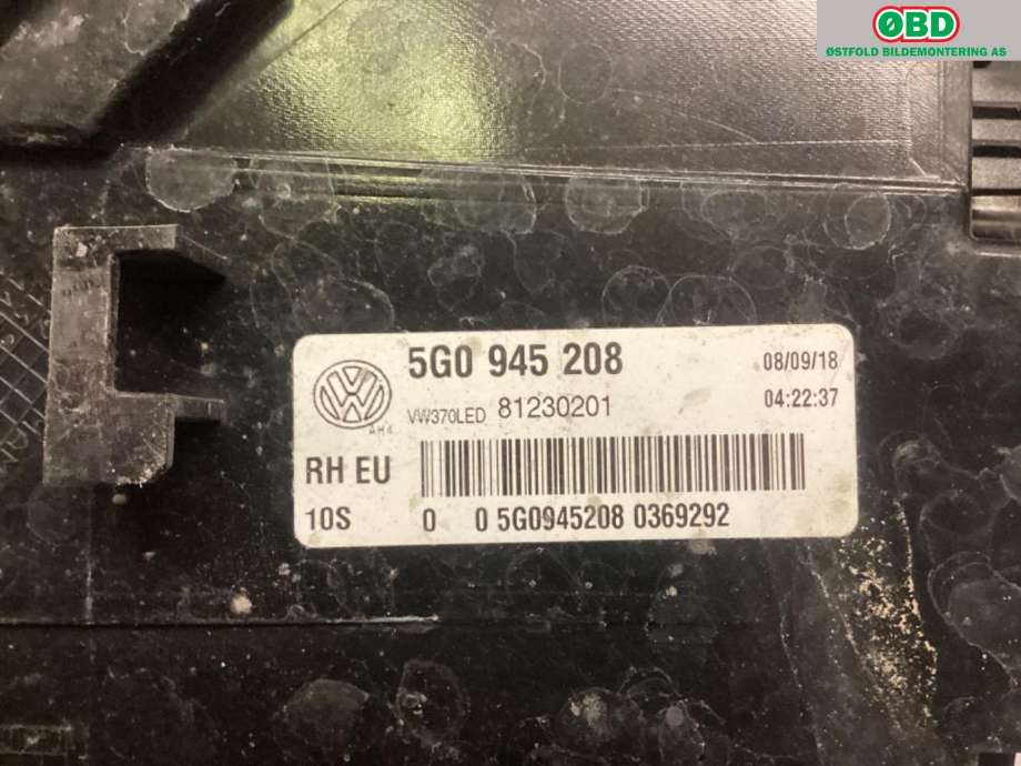 Baklykt høyre til VW e-Golf 2014-2017 (Fase 1)  (VOLKSWAGEN|5G0 945 208|)