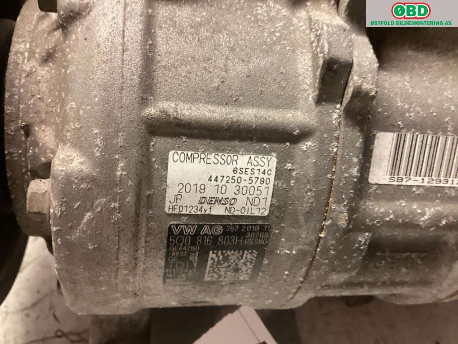 Aircondition kompressor til Škoda Octavia 2017-2020 (Type III, Fase 2)  (SKODA|5Q0 816 803 H|)