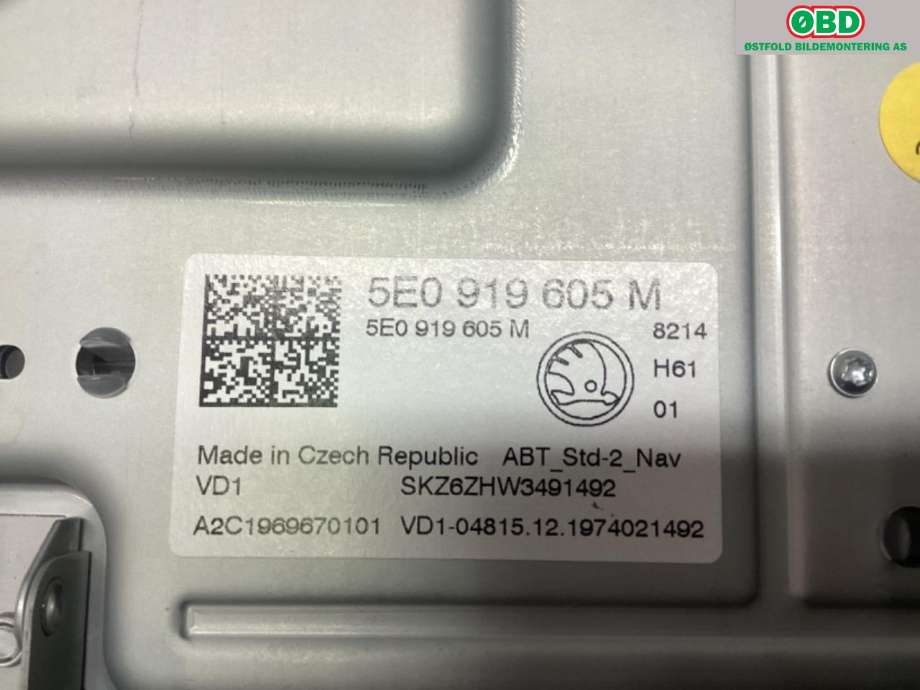 Instrument kjørecomputer til Škoda Octavia 2017-2020 (Type III, Fase 2)  (SKODA|5E0 919 605 M|)