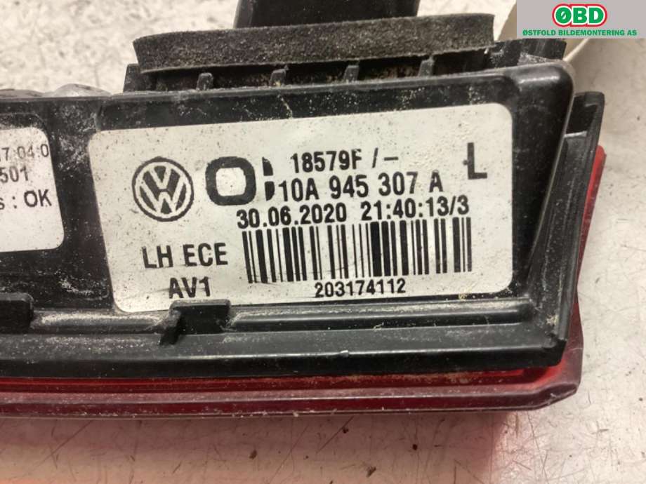 Baklykt venstre indre til VW ID.3 2020-->>  (VOLKSWAGEN|10A 945 307 A|)