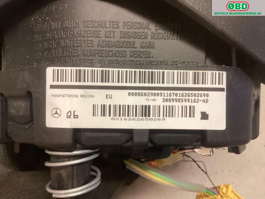 Airbag rattpute til Mercedes C-Klasse 2014-2018 (Fase 1) (W205) (W205) (MERCEDES|A 000 860 29 00|)