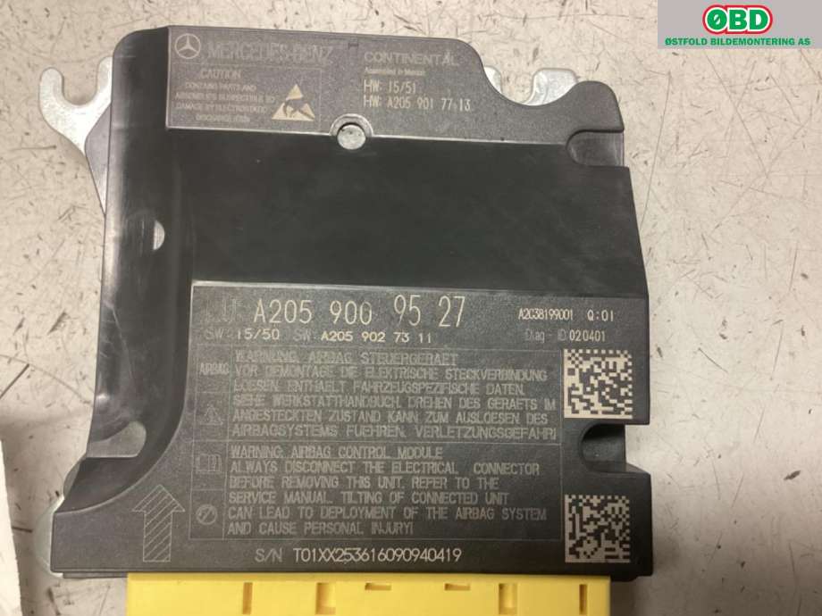 Airbag elektronikk til Mercedes C-Klasse 2014-2018 (Fase 1) (W205) (W205) (MERCEDES|A 205 900 95 27|)