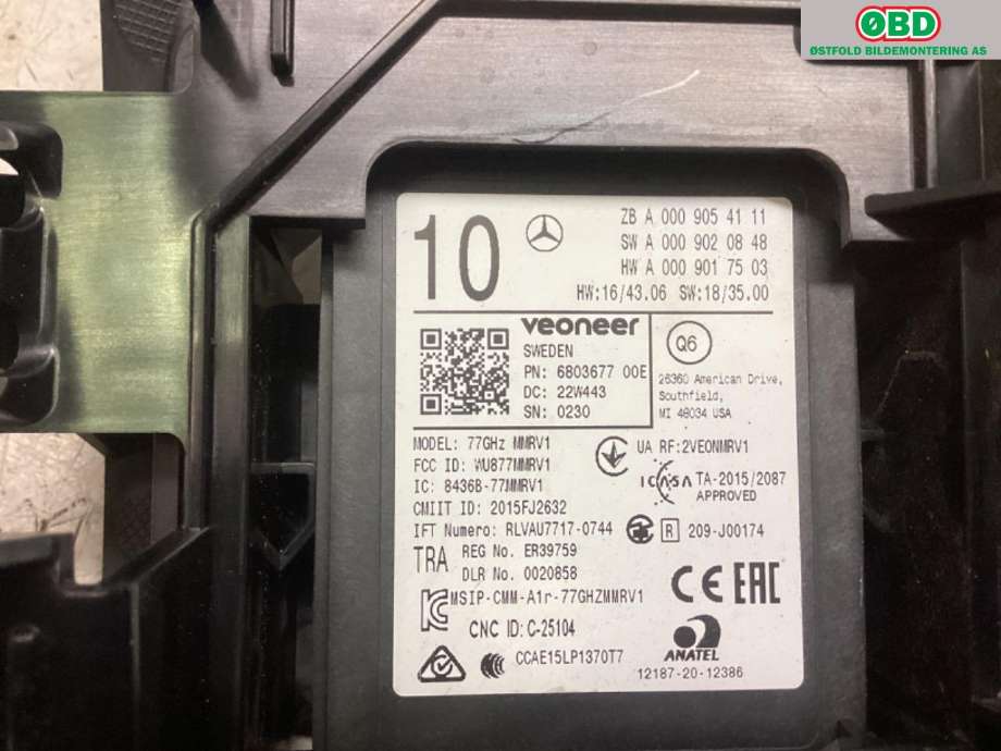 Sensor radar til Mercedes EQB 2022-->>  (MERCEDES|A0009054111|)