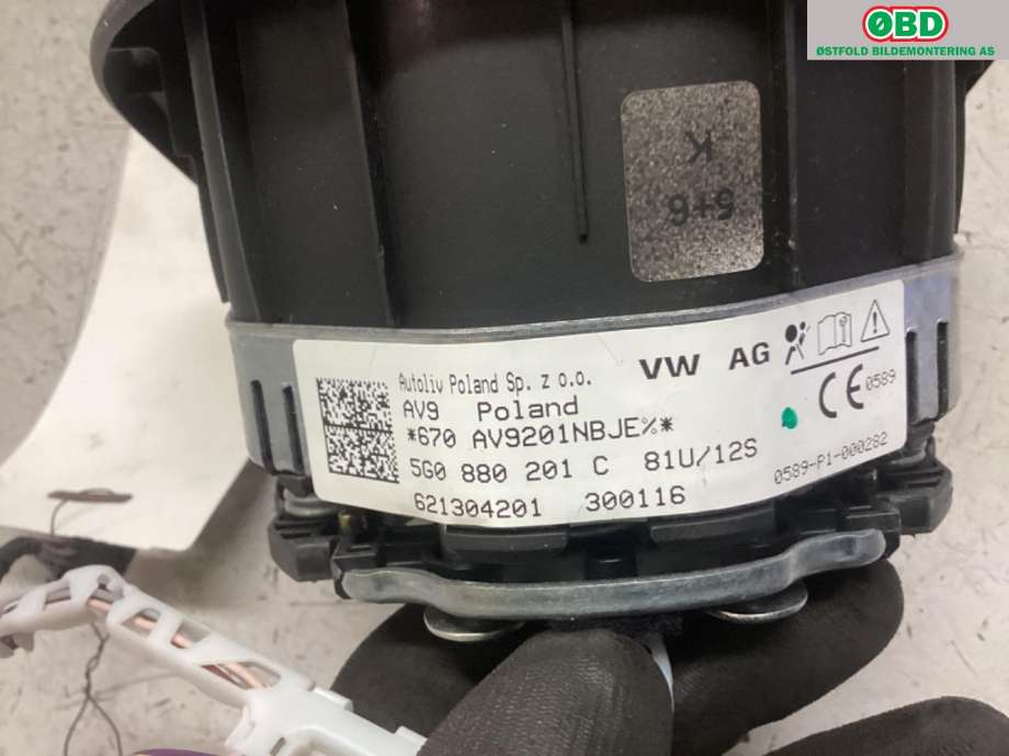 Airbag rattpute til VW Passat 2015-2019 (Fase 1) (B8) (B8) (VOLKSWAGEN|5G0 880 201 S||5G0 880 201 C)