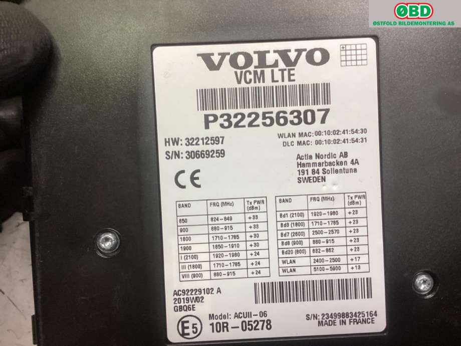 Styreenhet diverse til Volvo V60 / V60 CC 2018-->> (Type II)  (VOLVO|36003310|)