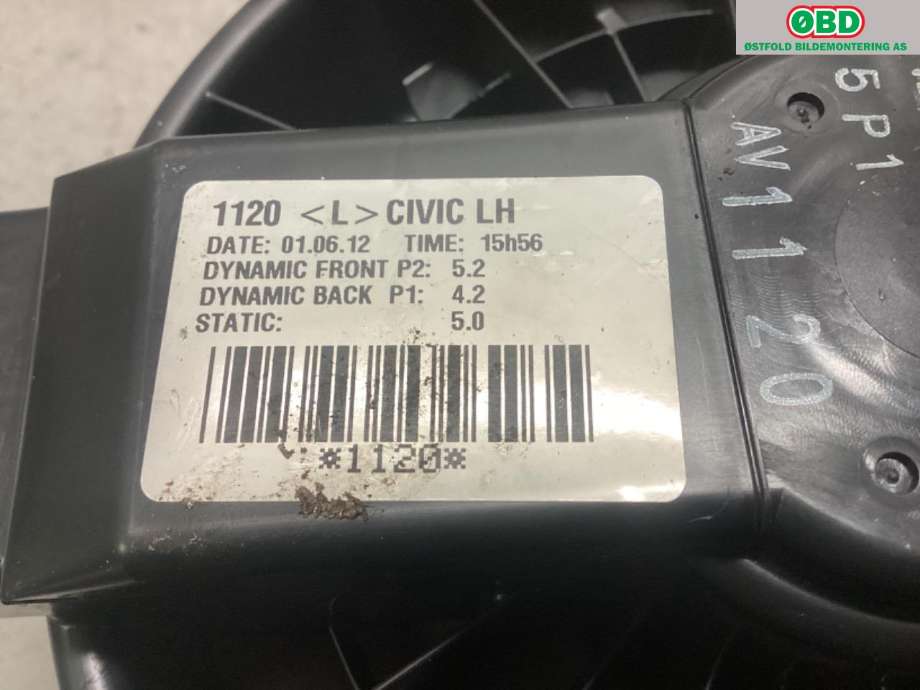 Varmeapparat motor til Honda Civic 2012-2015 (Type IX, Fase 1)  (HONDA|)