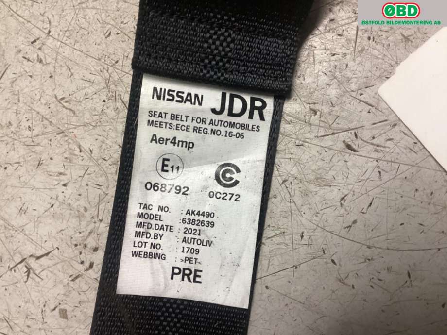 Airbag beltestrammer til Nissan Leaf 2018-->> (Type II) (NISSAN|88884-5SH1B|)