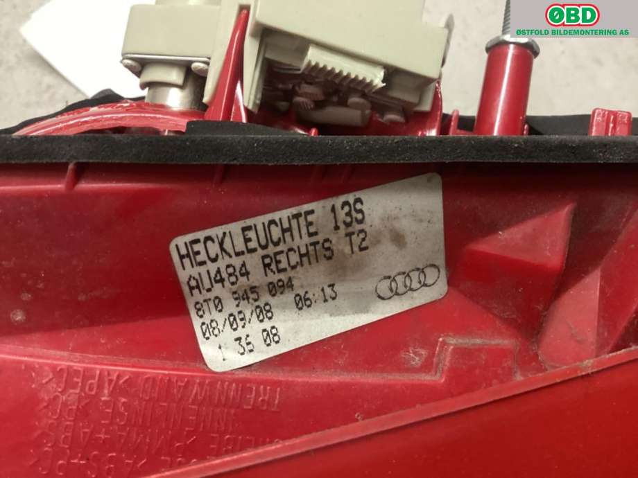 Baklykt høyre indre til Audi A5 2007-2016 (Type I)  (AUDI|8T0 945 094|)